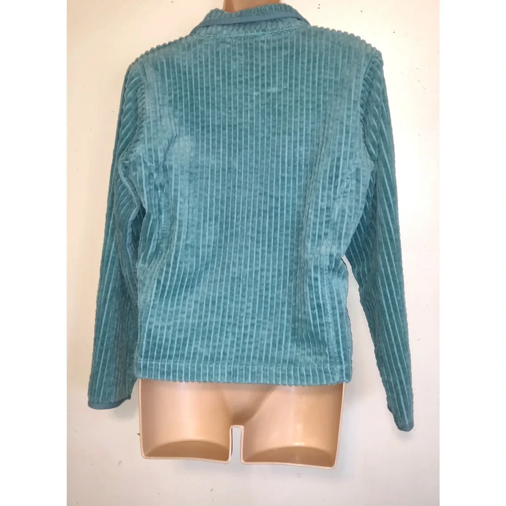 Woolrich Corduroy Jacket Women's S Aquifer Aqua Blue Wide Wale Pockets Zip Up - Picture 8 of 16